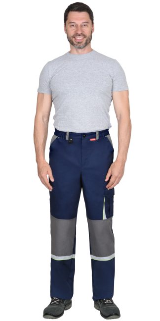 Брюки СИРИУС-СТАН синие со средне-серым и лимонной отделкой